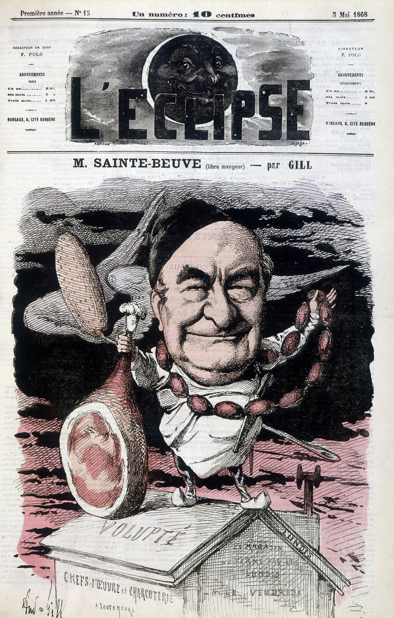 Sainte-Beuve (free eater) - Cartoon by Gill, in L