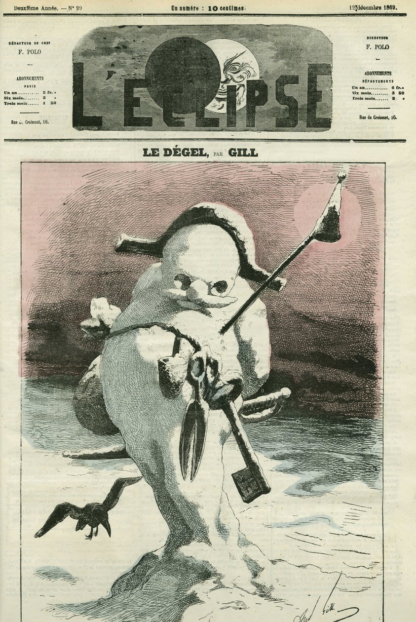 The degel, evocation of the political situation of the Napoleon III government, France wants more freedom by Andre Gill