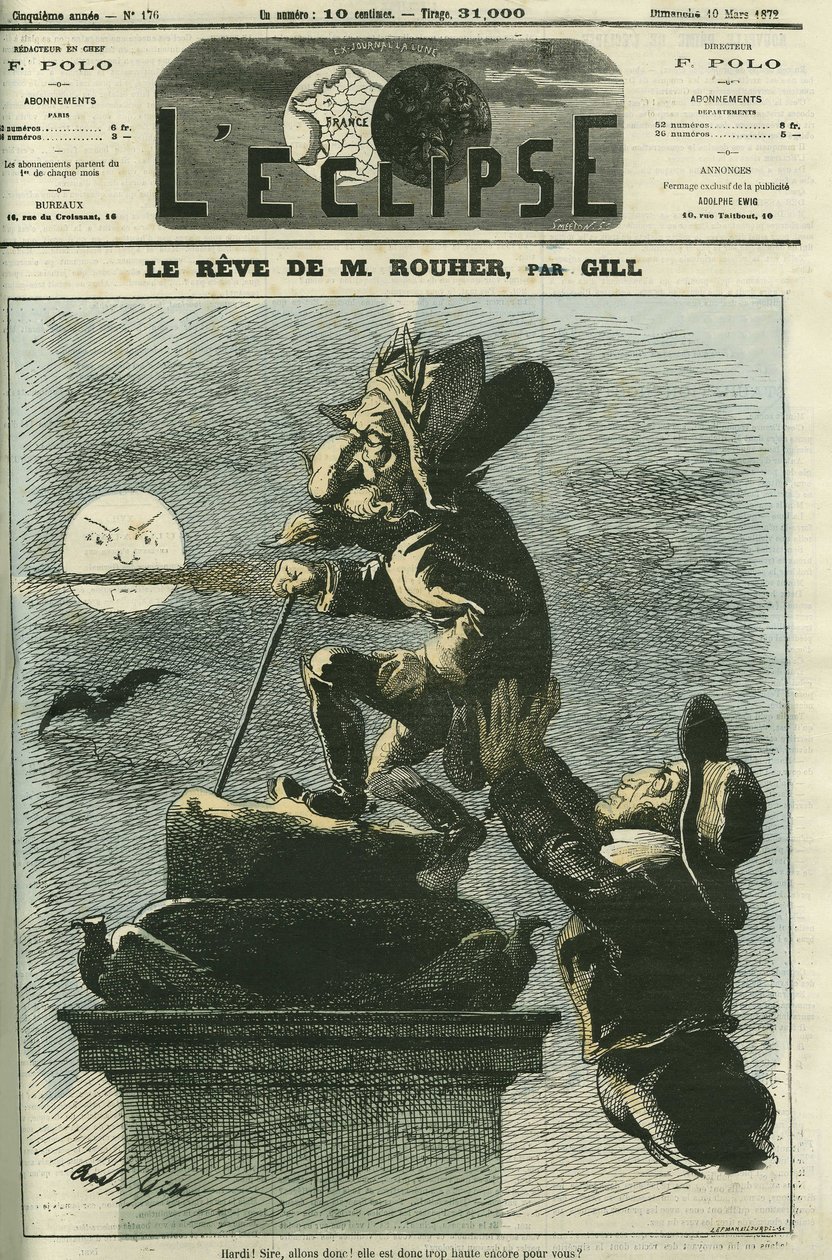 The dream of Rouher, Eugene Rouher, politician, minister of Napoleon III and leader of the Bonapartist party, he dreams of a return of Napoleon III. Cover in 