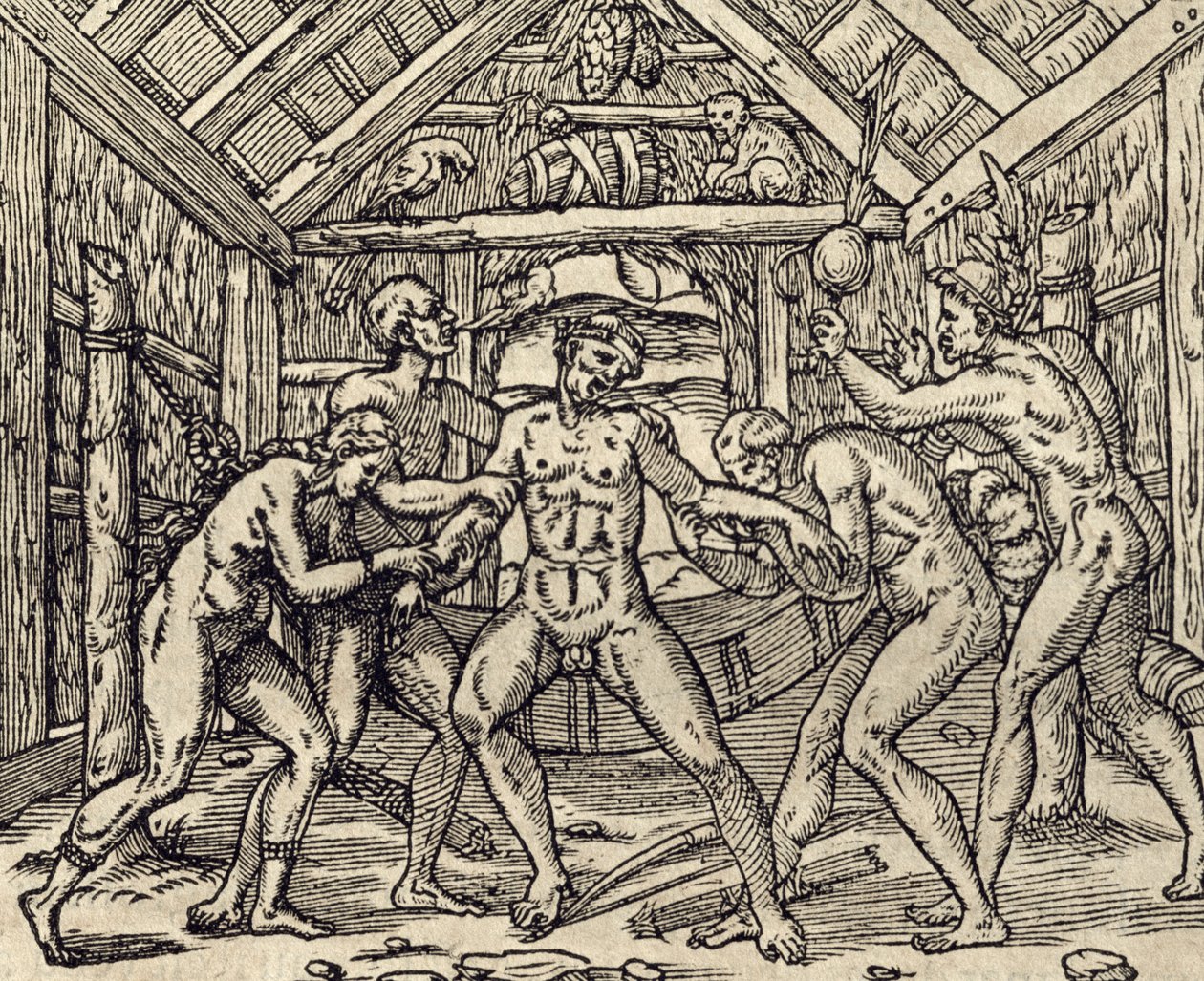 Care of patient in Caribbean islands, engraving by Andre Thevet