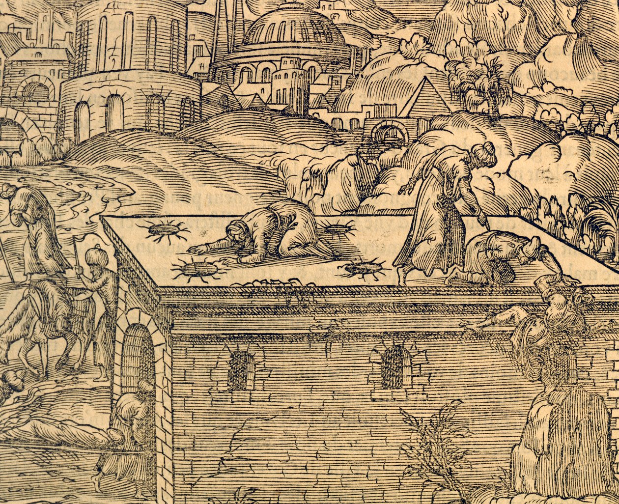 Christian Cemetery of Acheldemach, engraving from Cosmographie Universelle by Andre Thevet