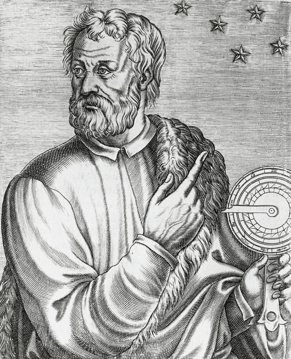 Portrait of Christopher Columbus, Italian navigator, engraving from Les Vrais portraits et Vies des Hommes illustres by Andre Thevet
