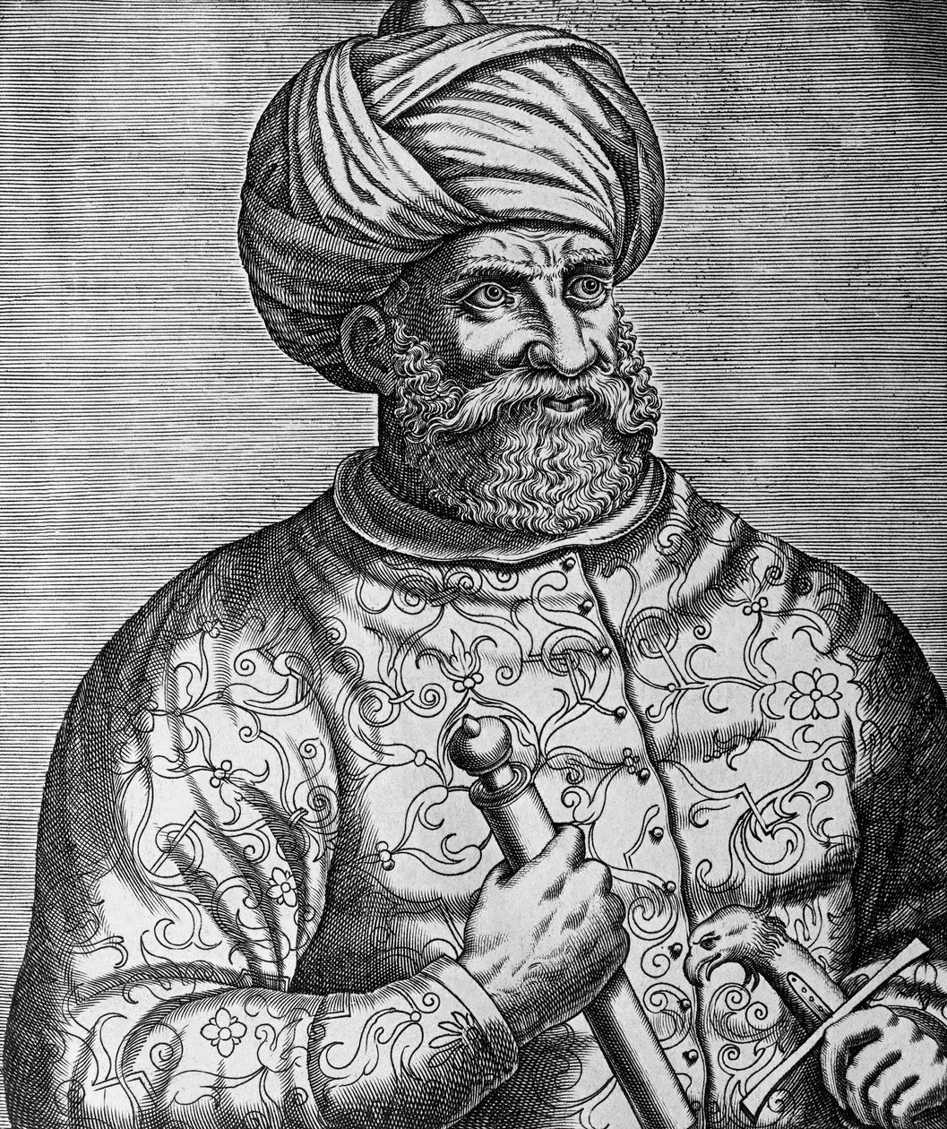 Portrait of Khayr al-Din, known as Barbarossa, Turkish corsair and admiral, engraving by Andre Thevet by Andre Thevet
