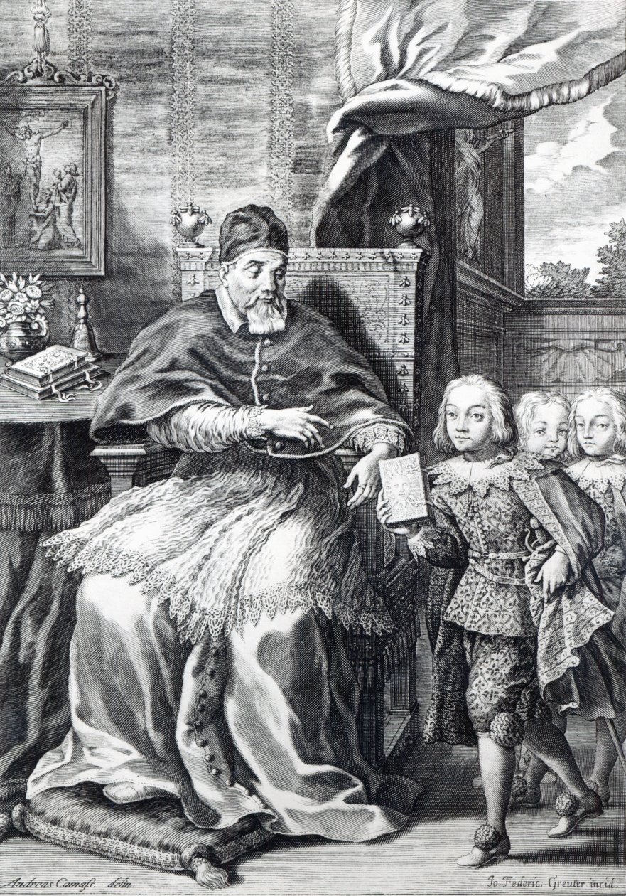 Pope Urban VIII with his Nephews, engraved by Johann Friedrich Greuter by Andrea Camassei