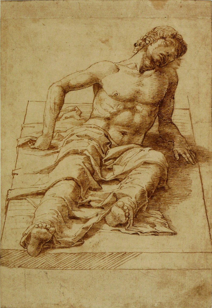 Man Lying on a Stone Slab by Andrea Mantegna