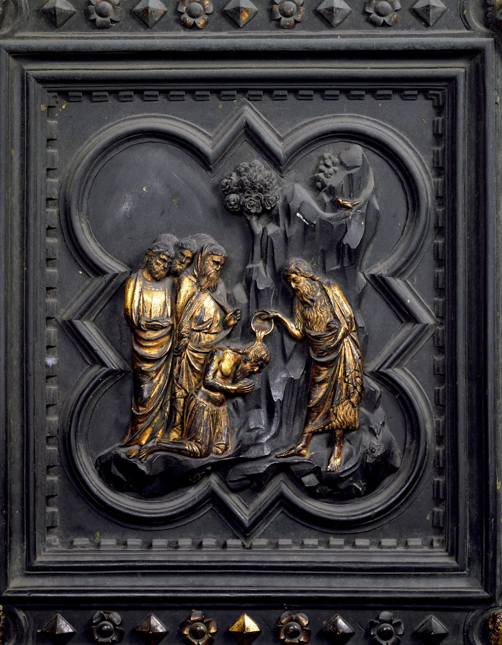The Baptism of the Disciples, ninth panel of the South Doors of the Baptistery of San Giovanni by Andrea Pisano