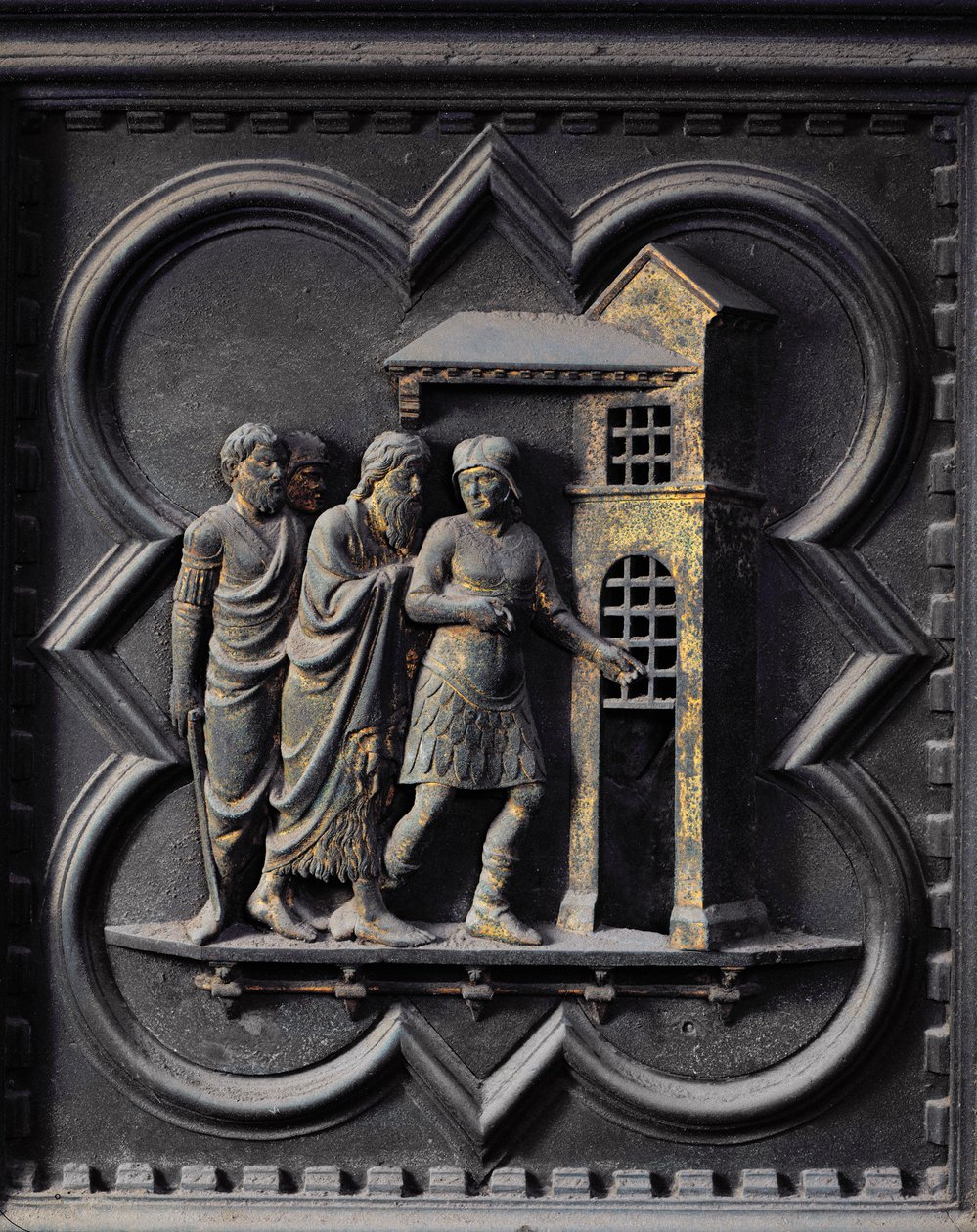 The Incarceration of St John the Baptist, Twelfth Panel of the South Doors of the Baptistery of San Giovanni, 1336 by Andrea Pisano