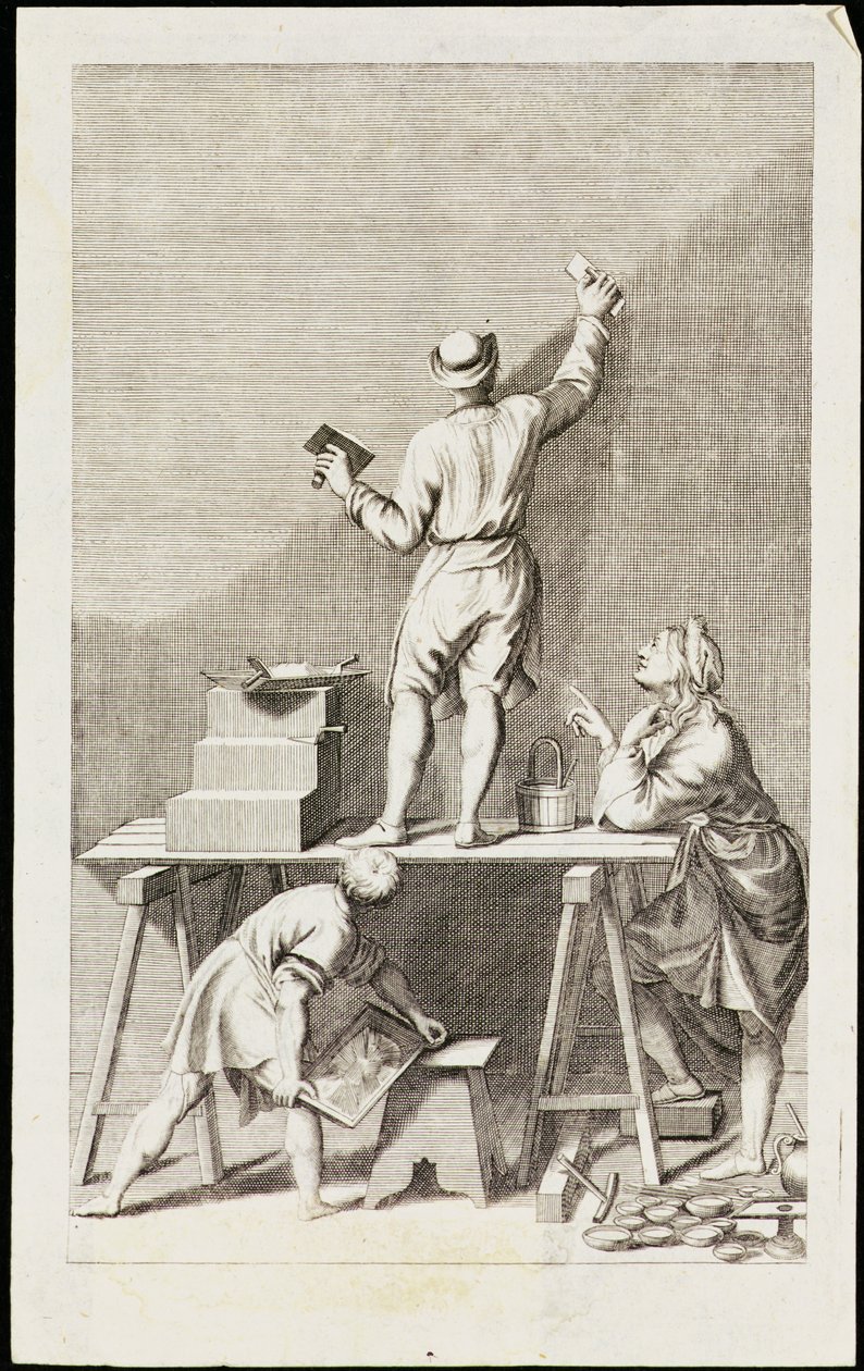 Preparing a wall for fresco painting by Andrea Pozzo