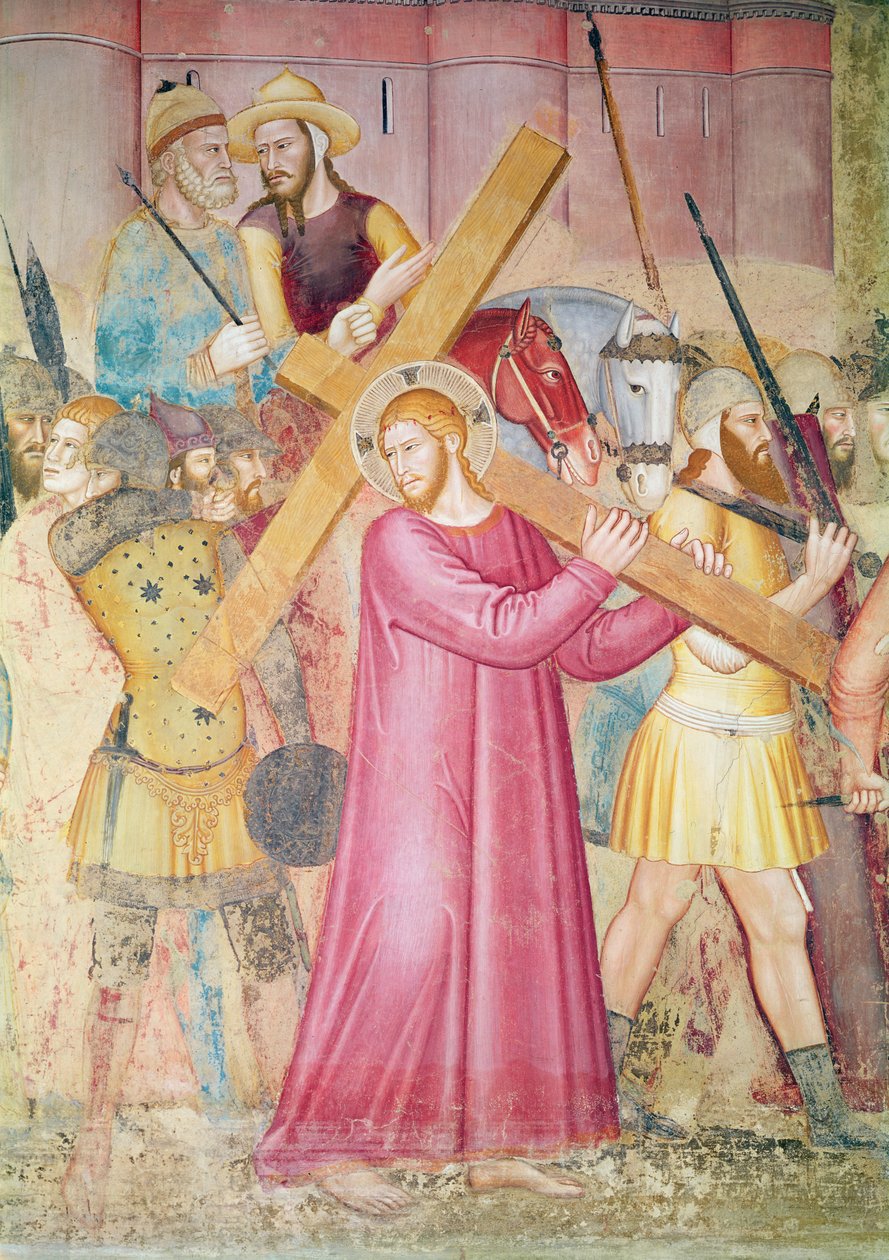 The Road to Calvary, detail of Christ carrying the cross, c.1365 by Andrea di Bonaiuto