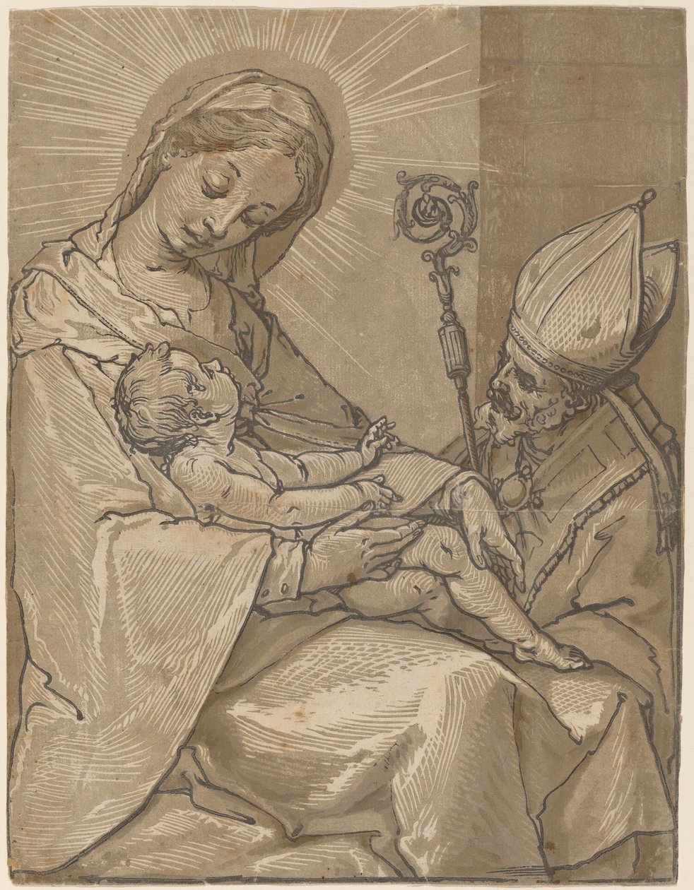 Madonna and Child with a Bishop by Andrea Andreani