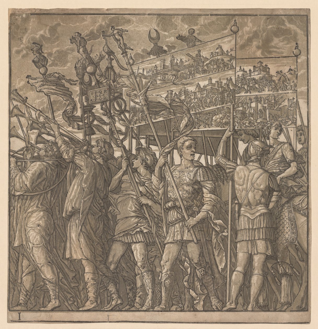 The Triumph of Julius Caesar: Soldiers Carrying the Pictures of War, 1593-99 by Andrea Andreani