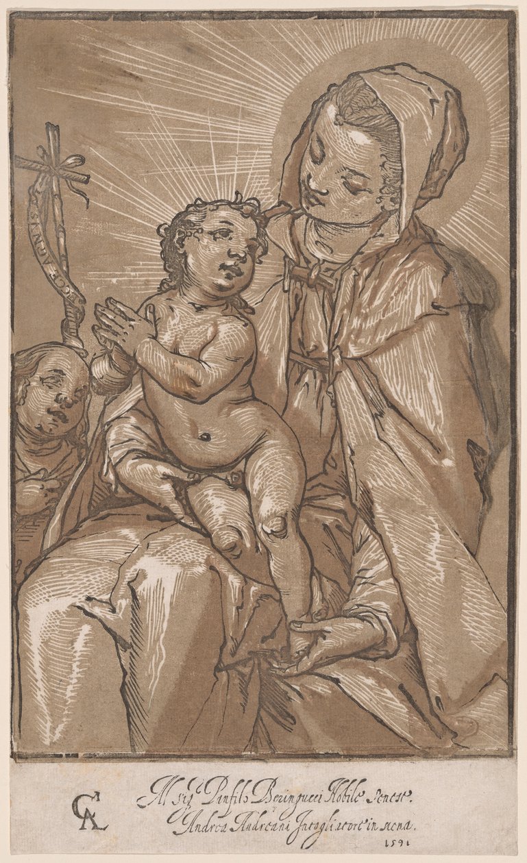The Virgin and Child with Saint John the Baptist by Andrea Andreani