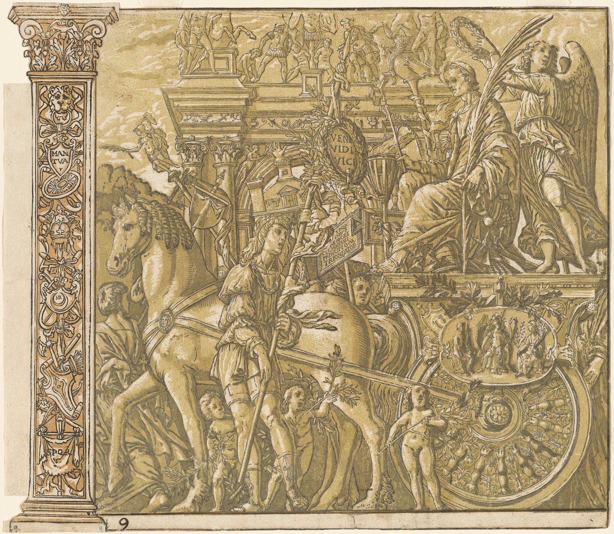 The Triumph of Julius Caesar [no.9 plus 2 columns] by Andrea Andreani after Andrea Mantegna