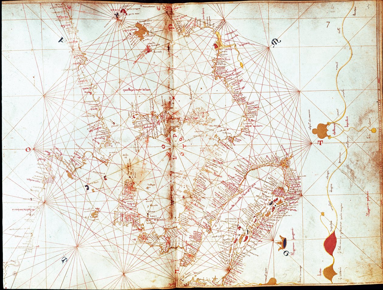 Map of Italy by sailor cartographer Andrea Bianco (15th century) by Andrea Bianco