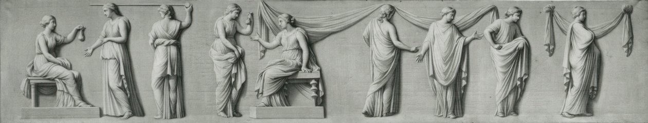 A grisaille panel depicting a female procession with lachrymatories by Andrea Casali