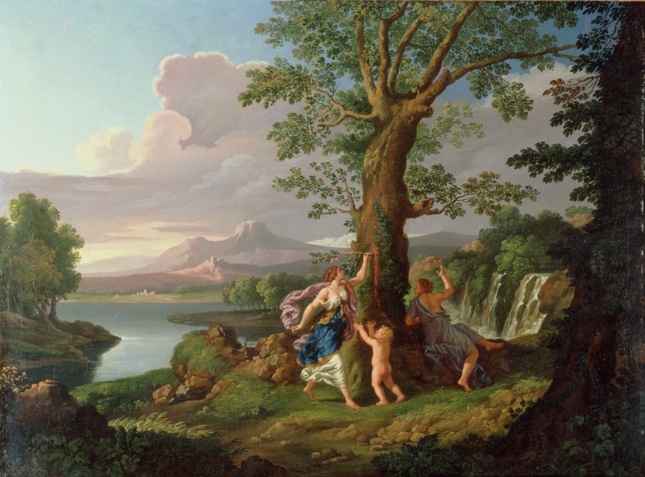 River Landscape with a Nymph Plucking a Branch from a Bleeding Tree by Andrea Locatelli