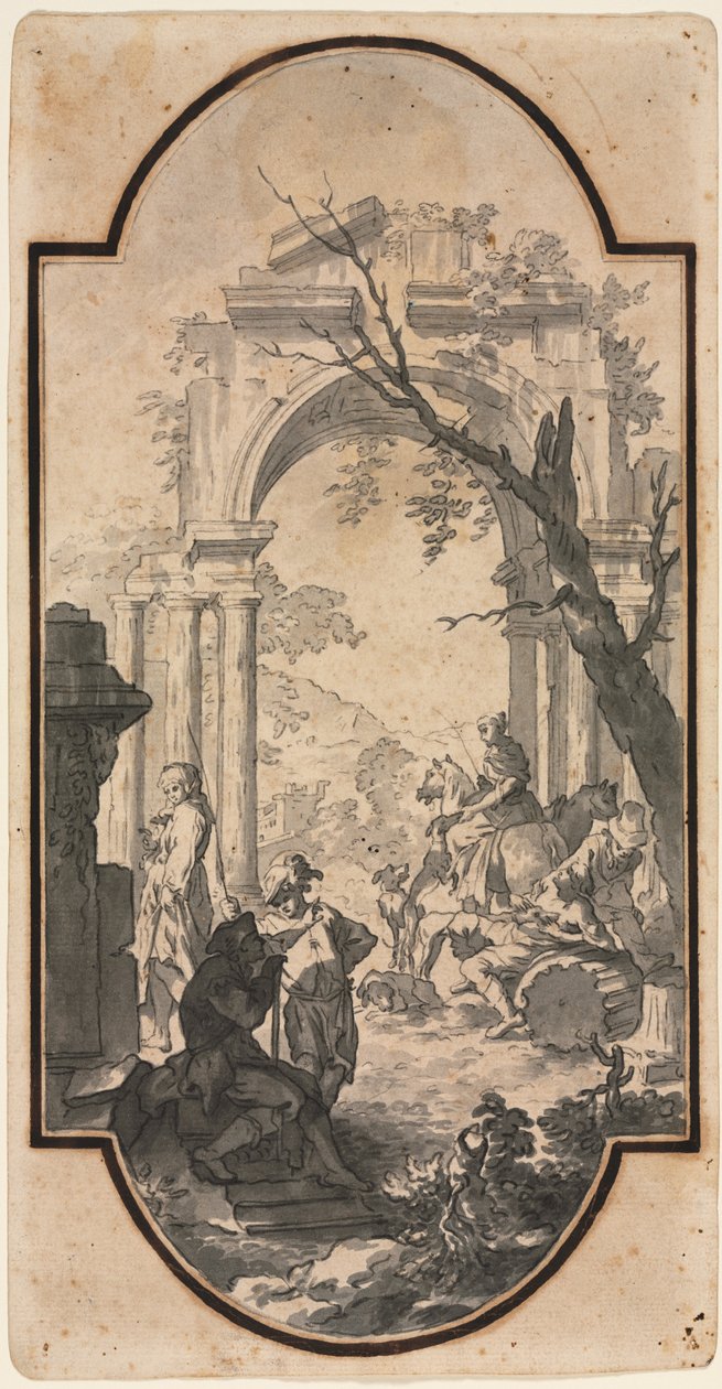 Triumphal Arch and Figures by Andrea Locatelli