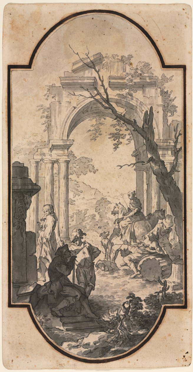 Triumphal Arch and Figures by Andrea Locatelli