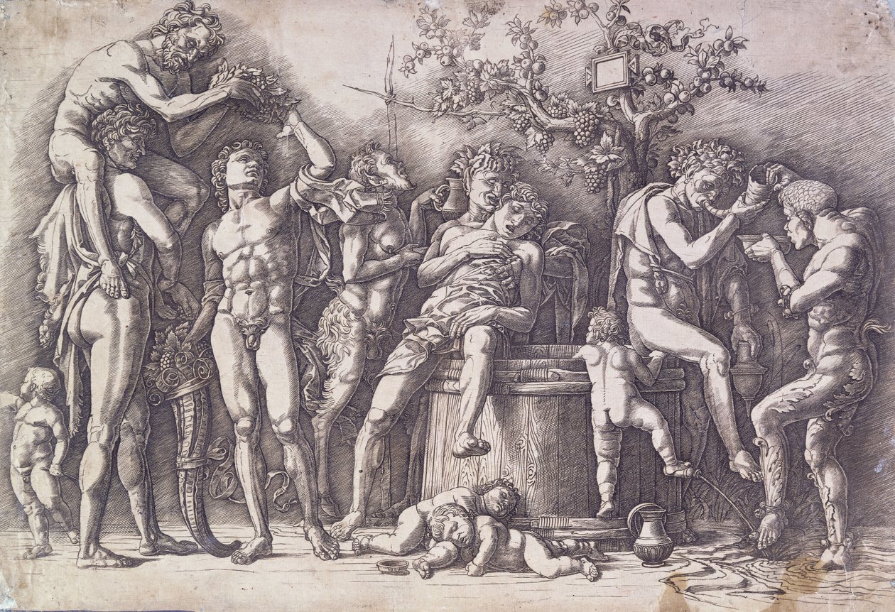 A Bacchanal with a Wine-Press by Andrea Mantegna