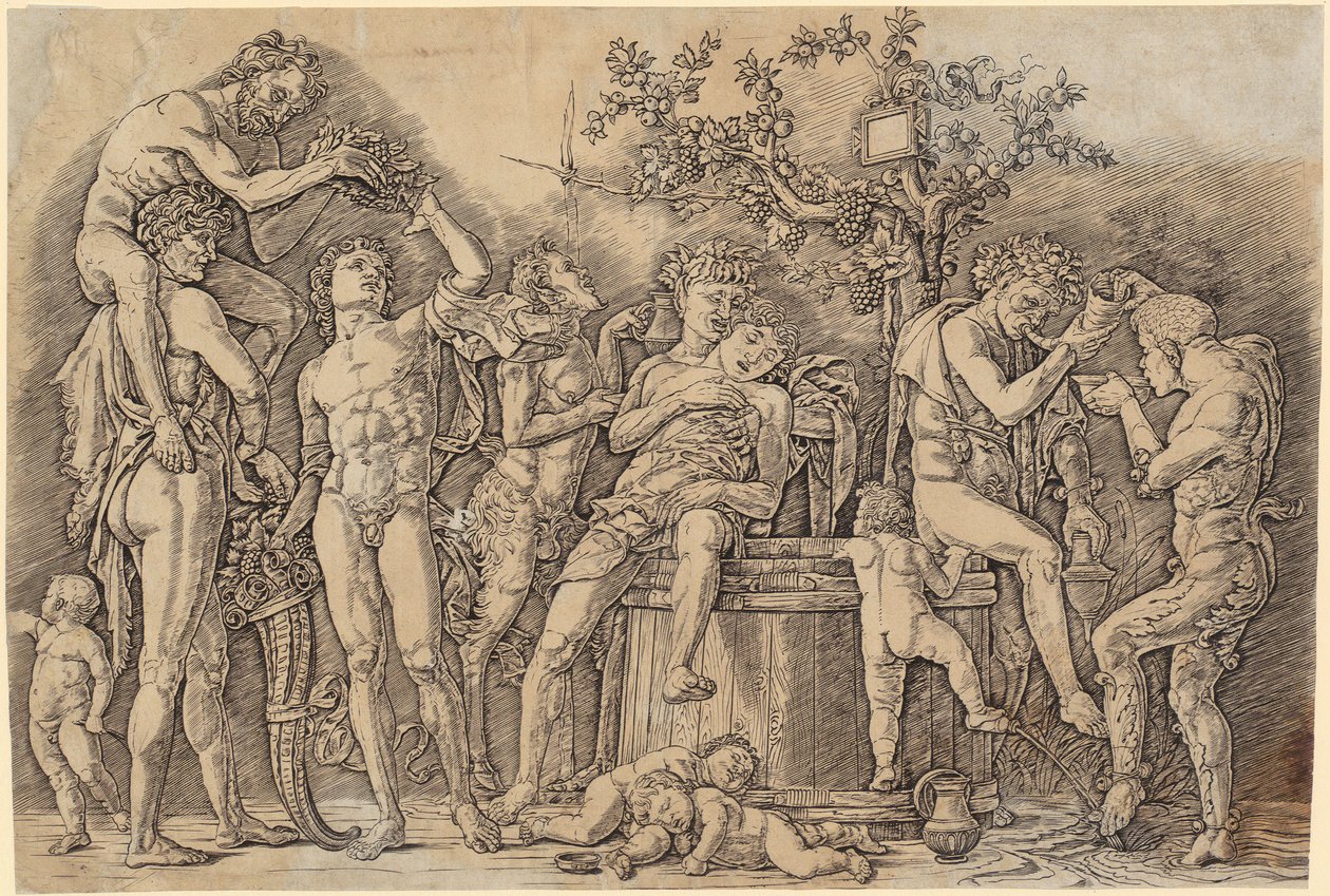 Bacchanal with a Wine Barrel by Andrea Mantegna