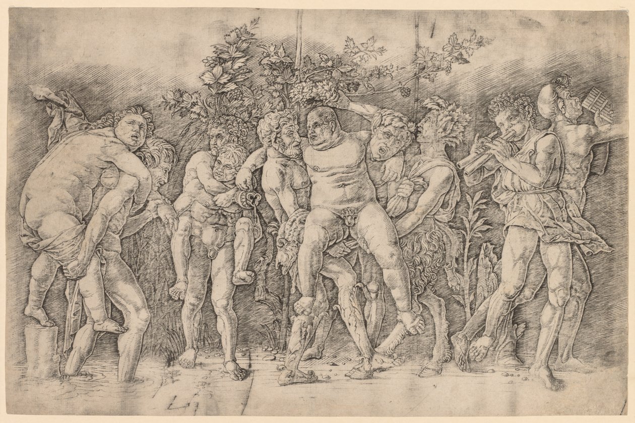 Bacchanal with Silenus by Andrea Mantegna