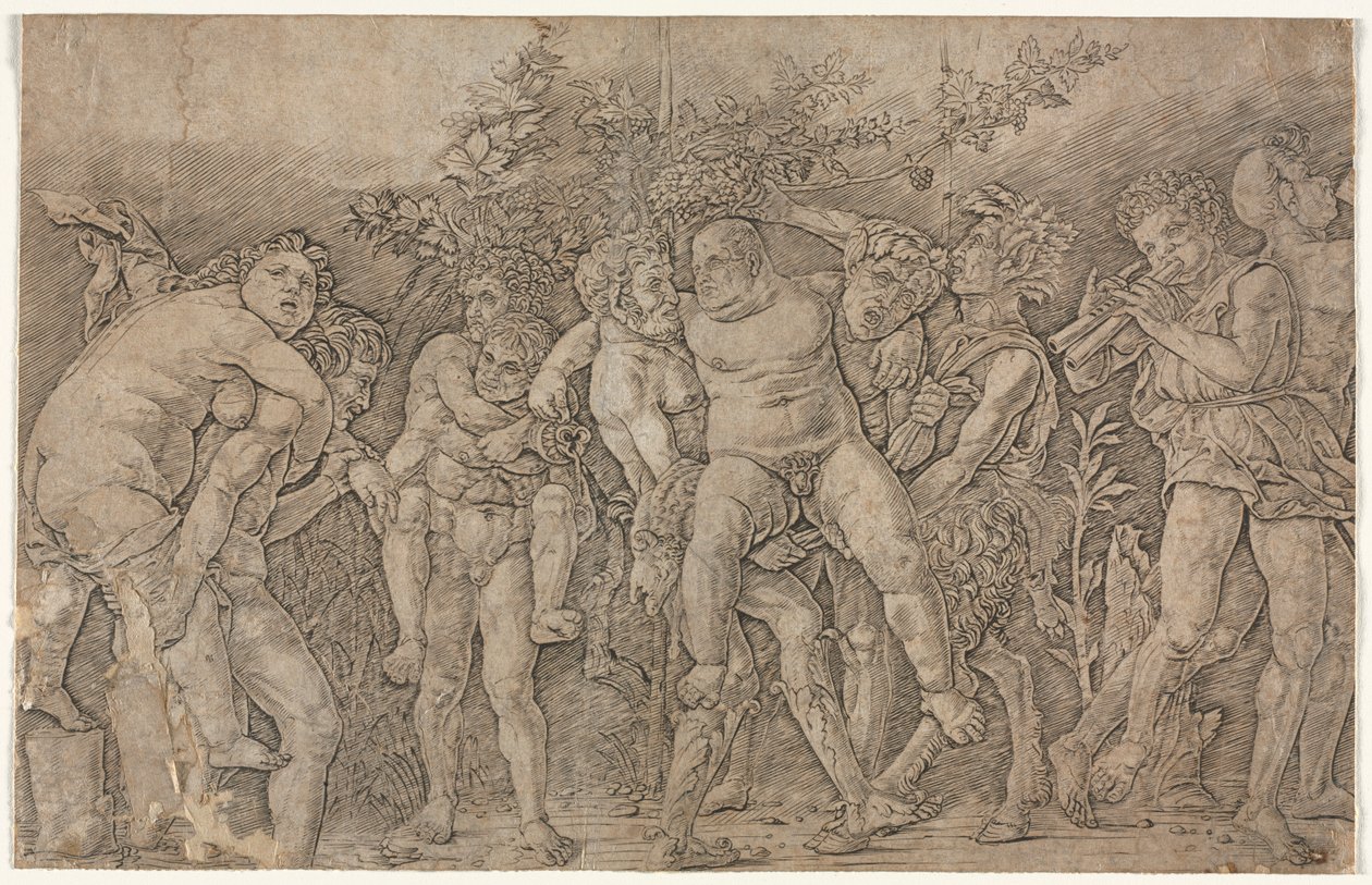 Bacchanal with Silenus by Andrea Mantegna