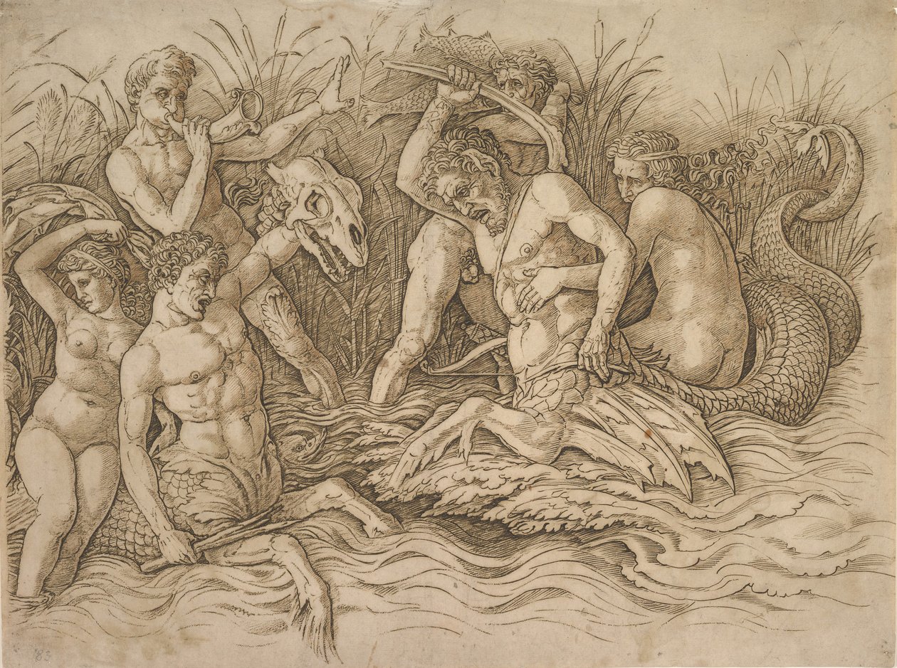 Battle of the Sea-Gods (Right Half) by Andrea Mantegna