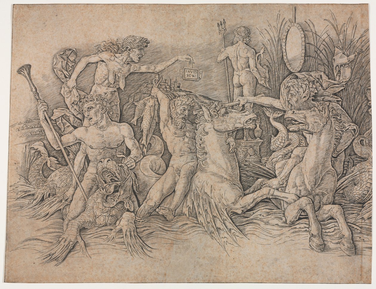 Battle of the Sea Gods - Left Portion by Andrea Mantegna