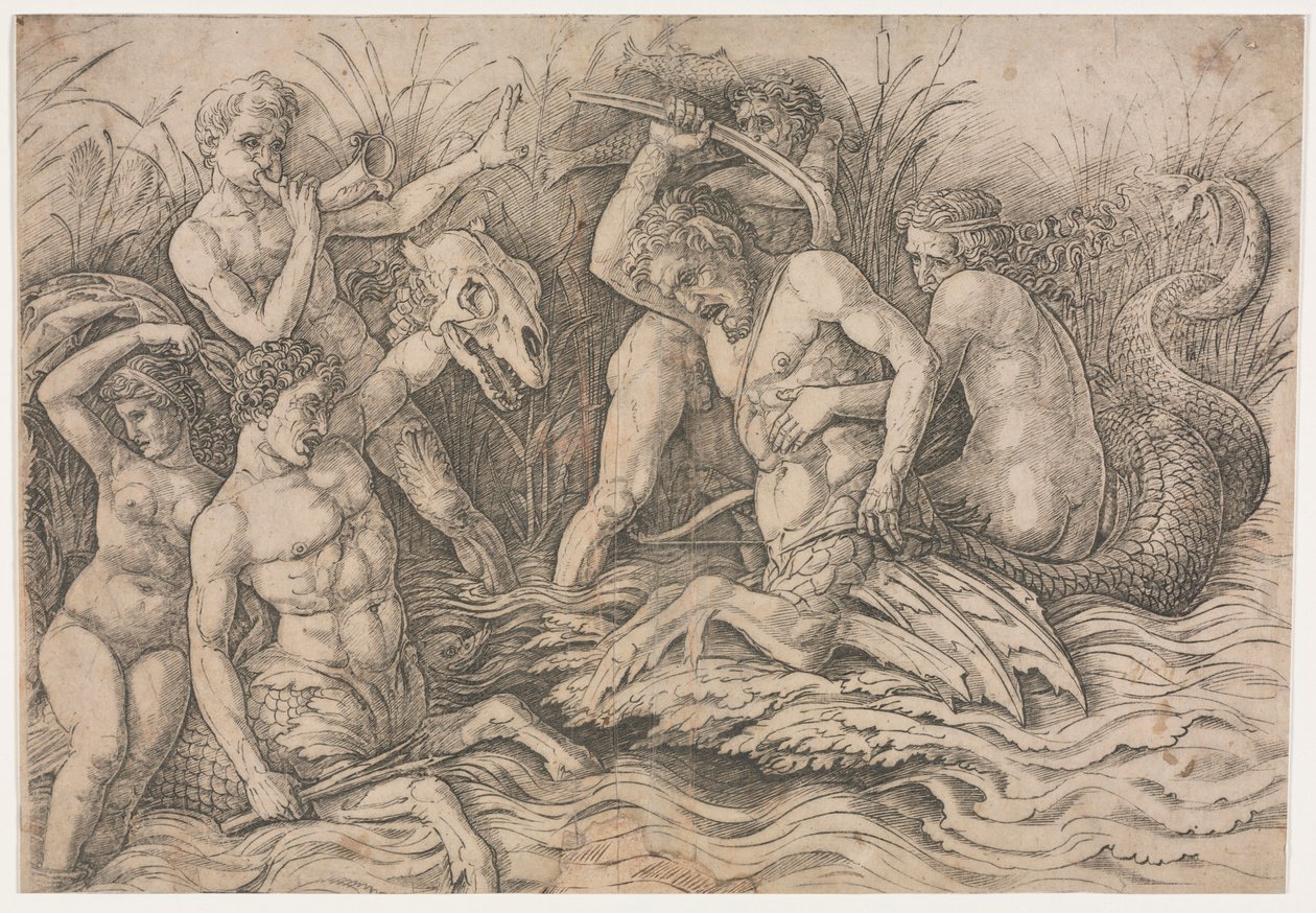 Battle of the Sea Gods (right portion) by Andrea Mantegna
