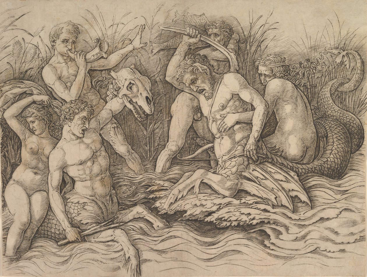 Battle of the Sea Gods (detail) by Andrea Mantegna