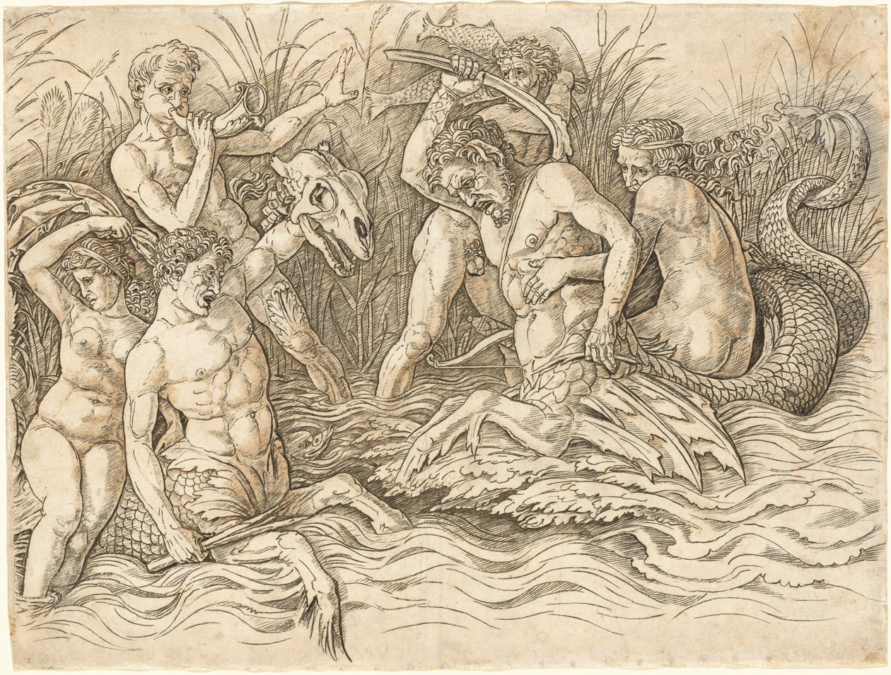Battle of the Sea Gods (right half) by Andrea Mantegna
