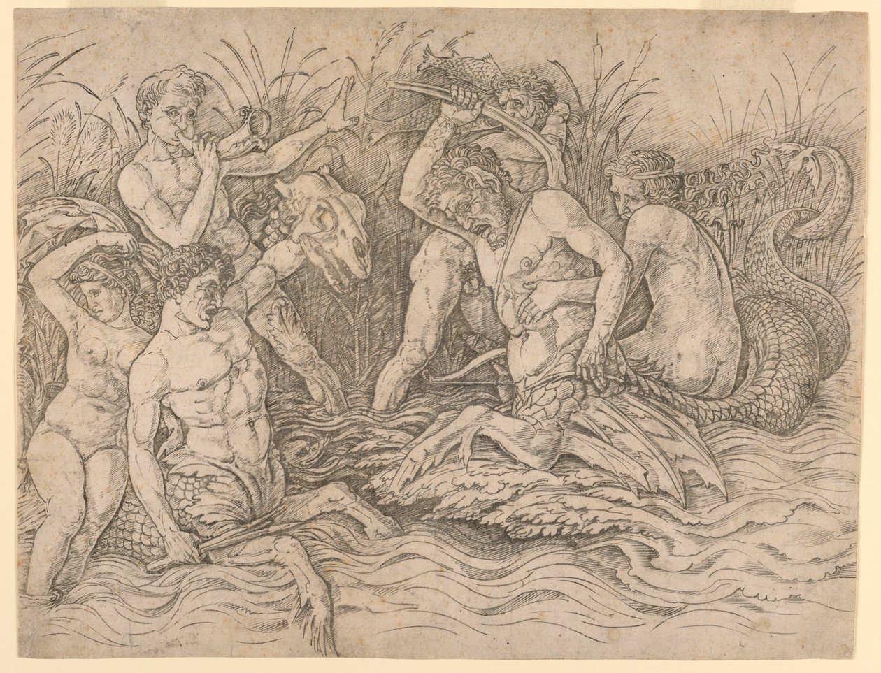 Battle of the Sea Gods, Right Half by Andrea Mantegna