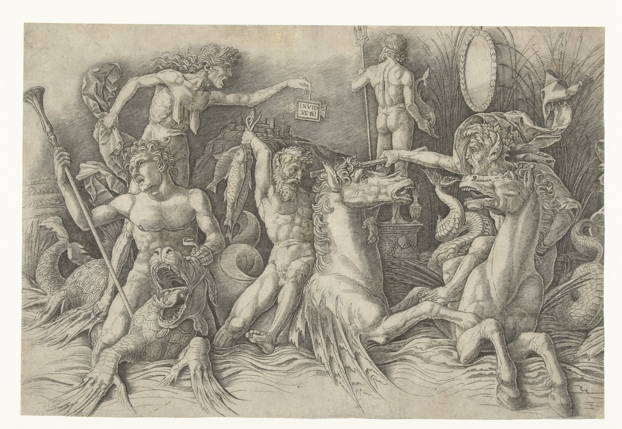 Battle of the Sea Gods, with Envy (Invidia) on the Left by Andrea Mantegna
