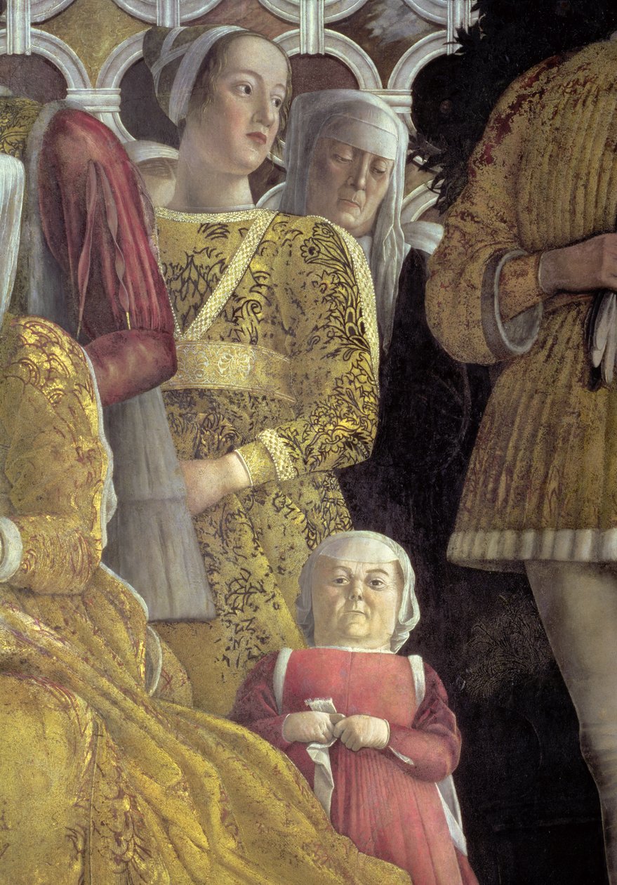 Dwarf and other courtiers from the group portrait of the family and court of Marchese Ludovico Gonzaga III: (detail) by Andrea Mantegna