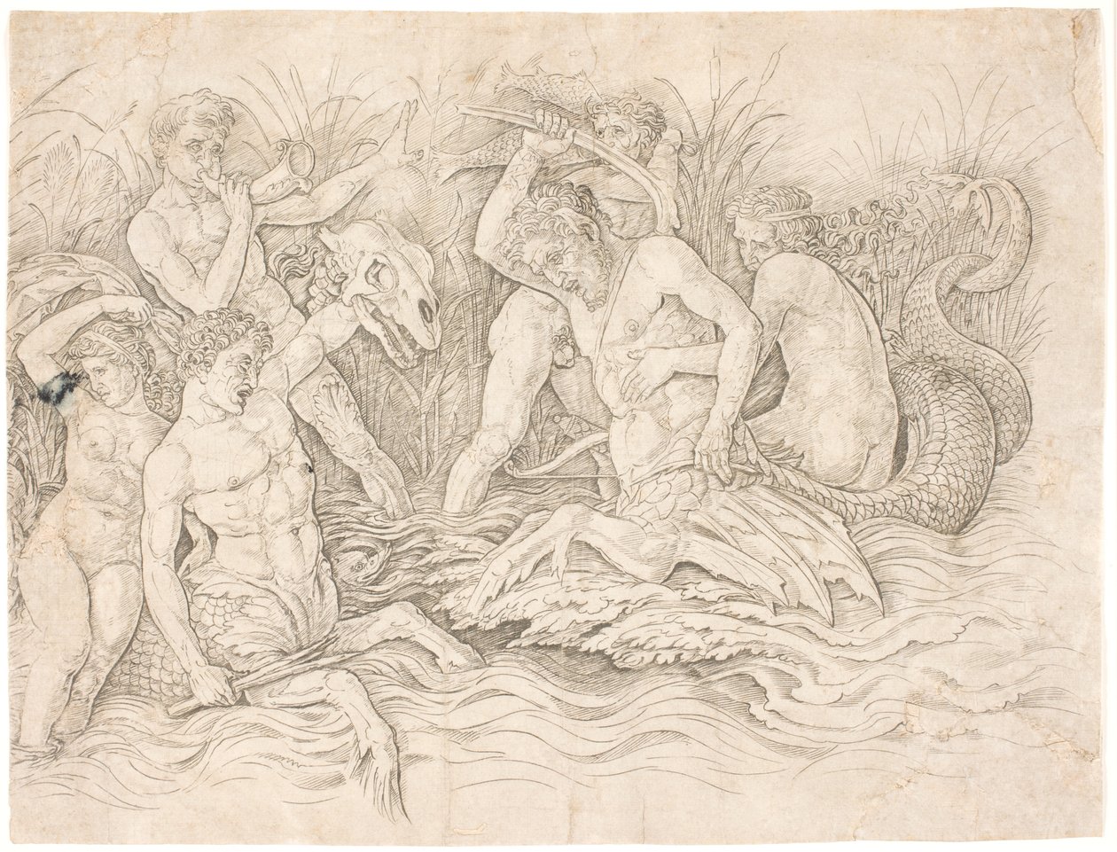 Battle of the Sea Gods, Right Half by Andrea Mantegna