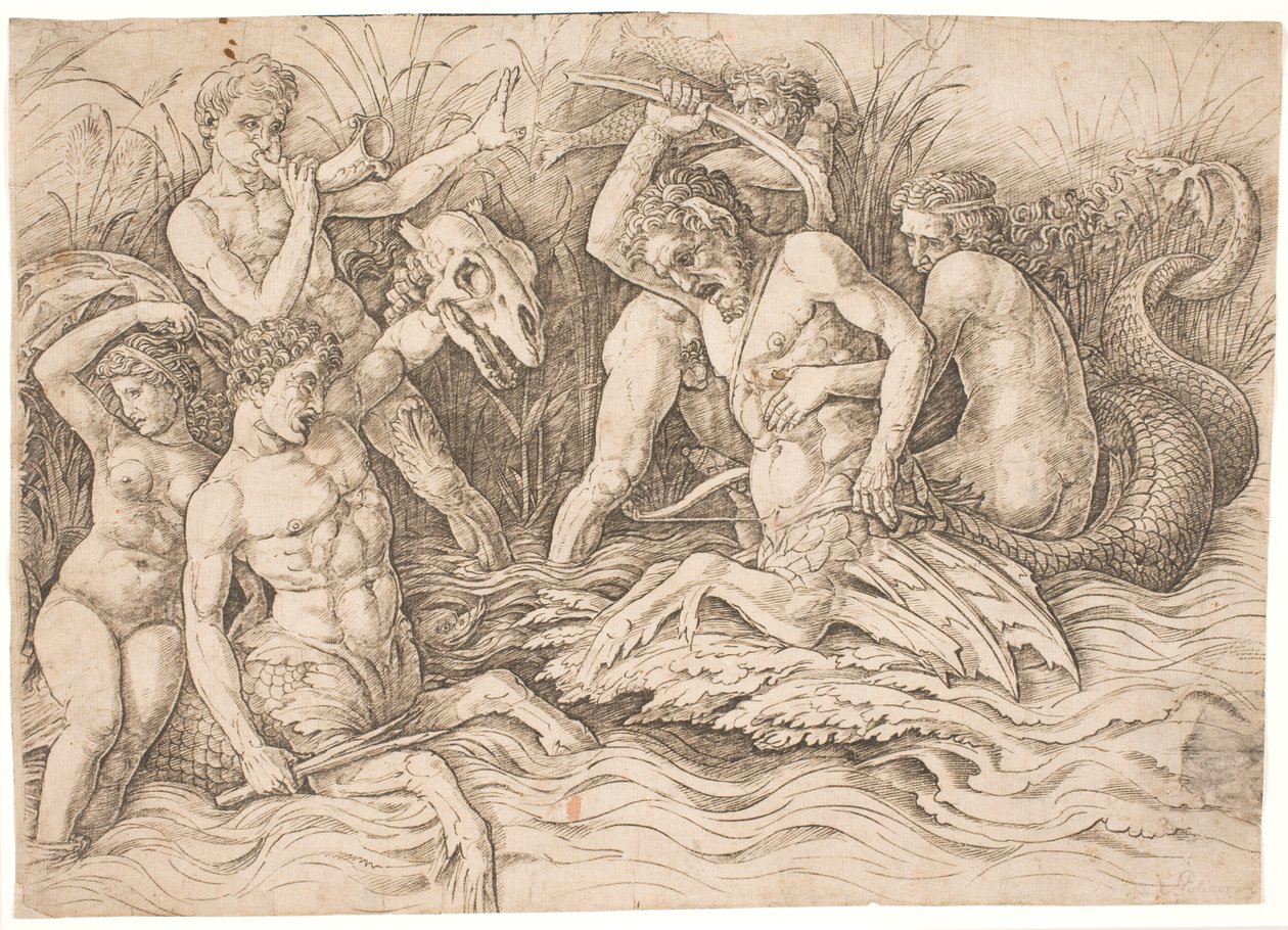 Battle of the Sea Gods, Right Half by Andrea Mantegna