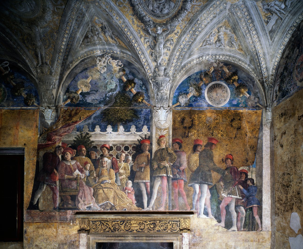 Ludovico Gonzaga, Marsilio Andreasi, Barbara of Brandenburg with Her Daughter Paula and Rodolfo Gonzaga by Andrea Mantegna