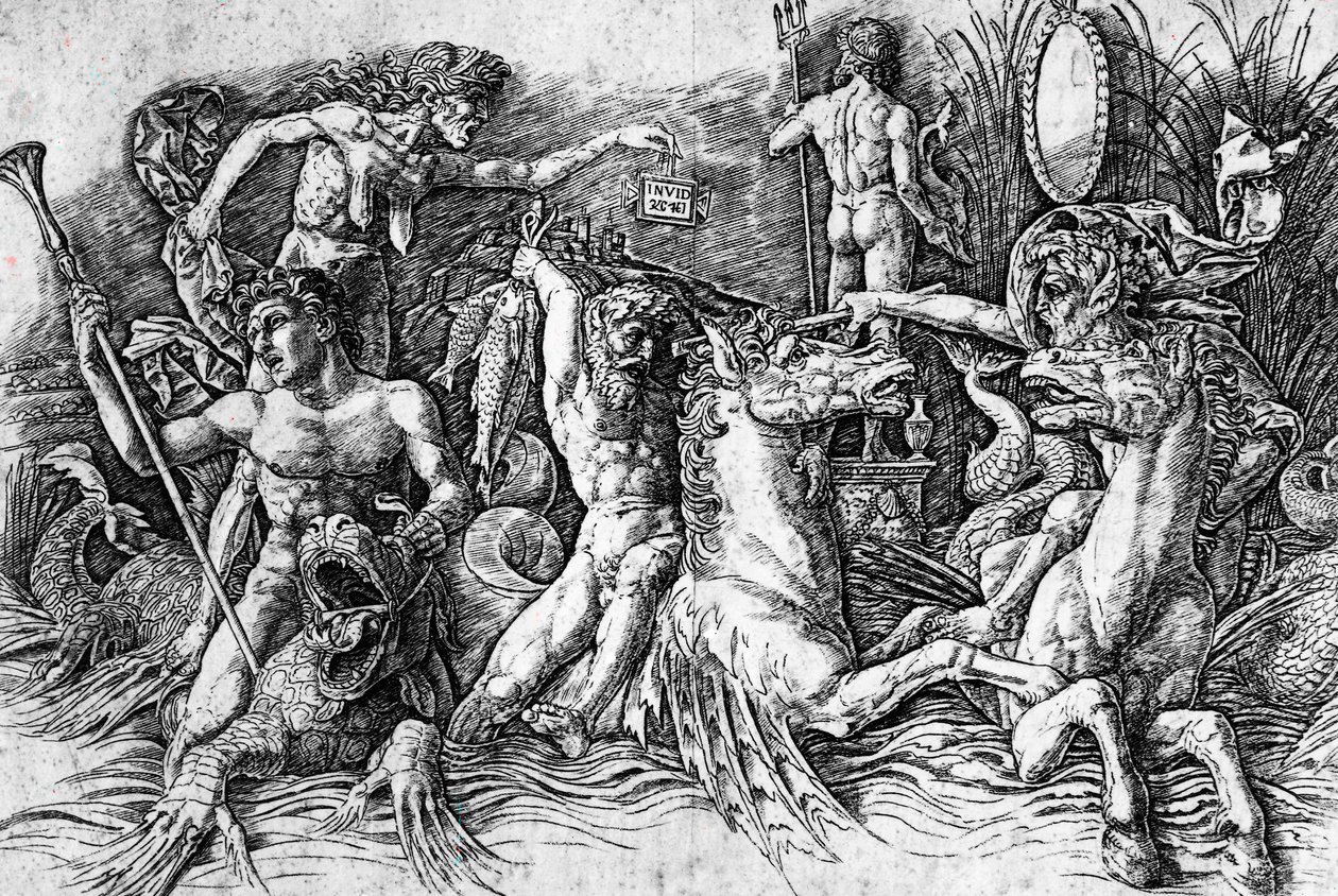 The Battle of Sea Gods (detail) by Andrea Mantegna