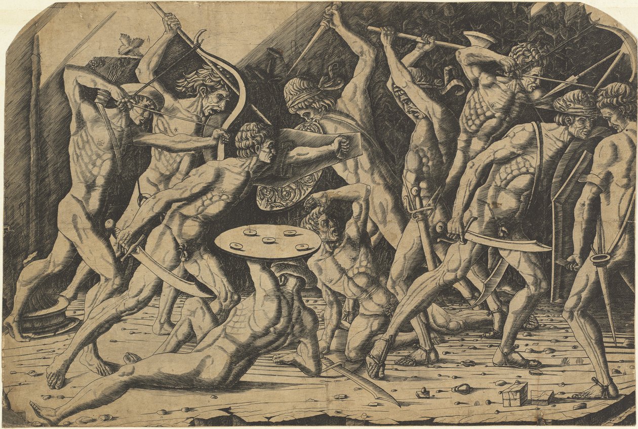 Battle of Naked Men by Andrea Mantegna or School after Antonio del Pollaiuolo