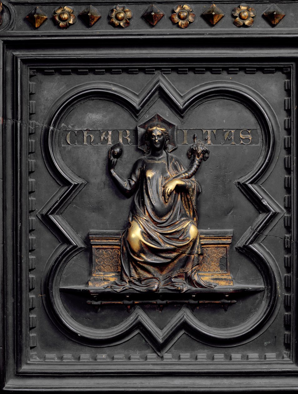 Charity, Panel C of the South Doors of the Baptistery of San Giovanni, 1336 by Andrea Pisano