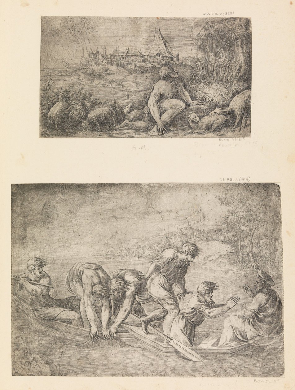 Moses and the Burning Bush, the Miraculous Draught of Fishes by Andrea Schiavone