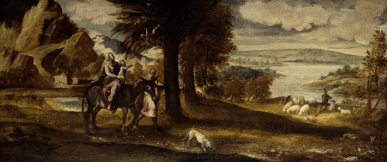 The Flight into Egypt, 1540-50 by Andrea Schiavone