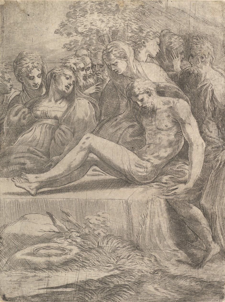 The Lamentation over the Dead Christ by Andrea Schiavone