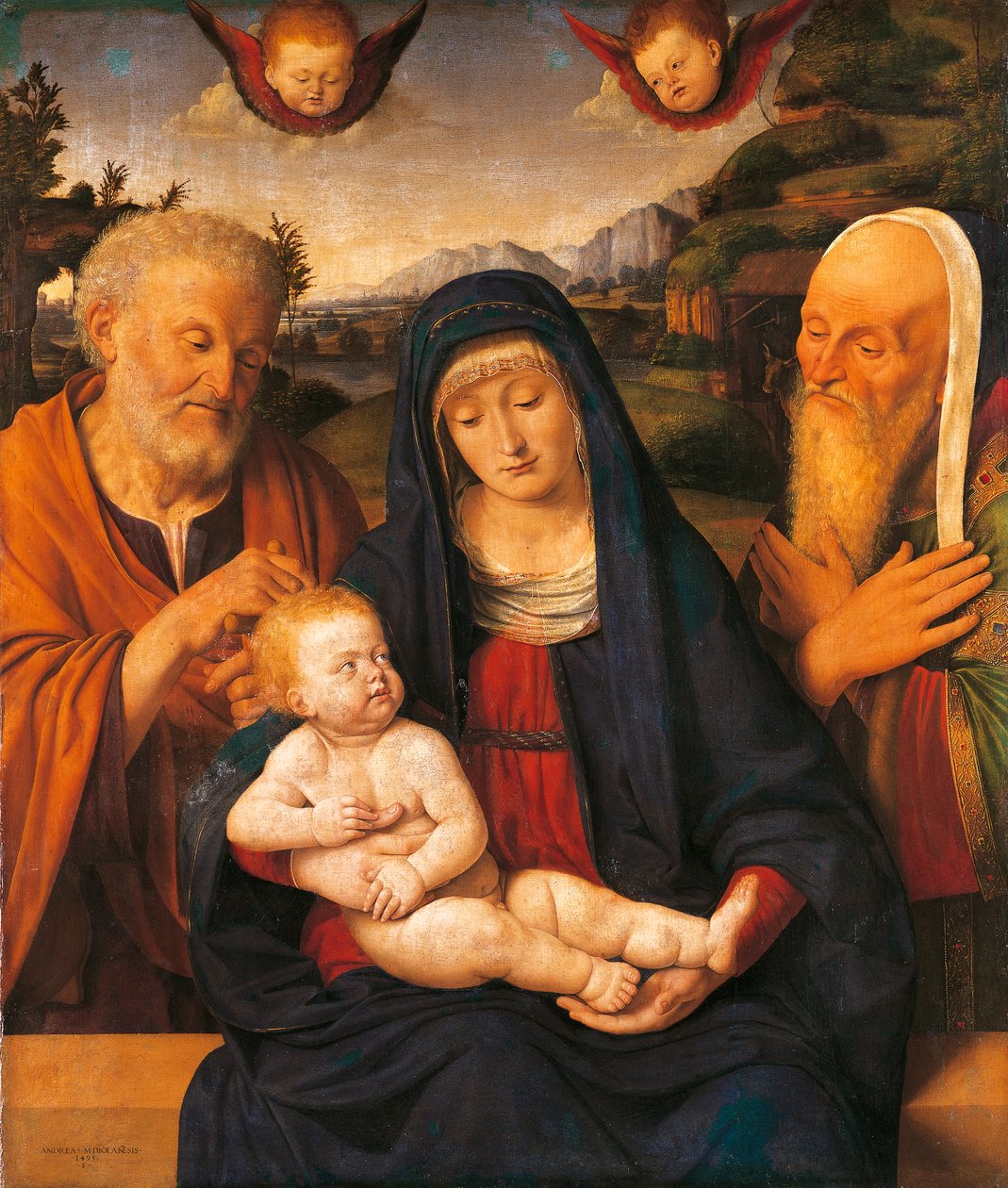 Madonna and Child with Saints Joseph and Simeon by Andrea Solario