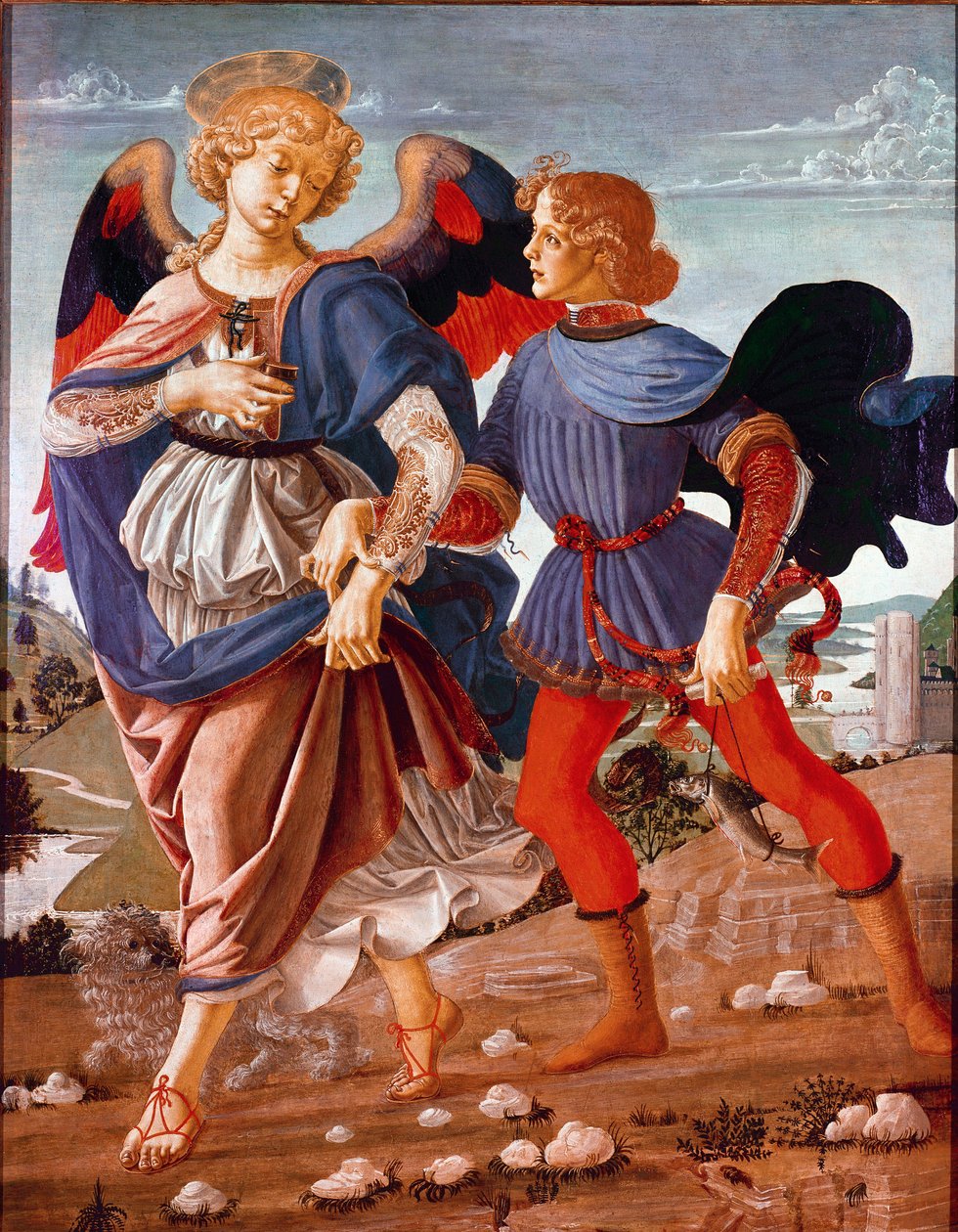 Tobias and the angel by Andrea del (school of) Verrocchio