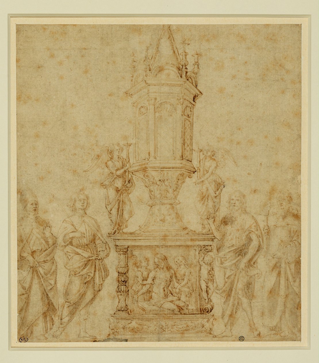 School of Verrocchio. Reliquary between a Saint by Andrea del Verrocchio