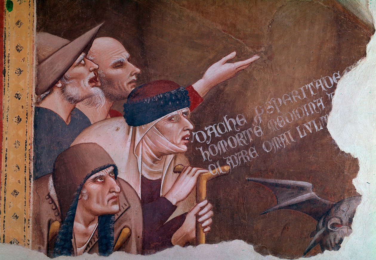 Detail of a Scene of the Apocalypse Depicting a Group of Invalids, Sick, and Beggars. The Triumph of Death by Andrea di Cione Orcagna