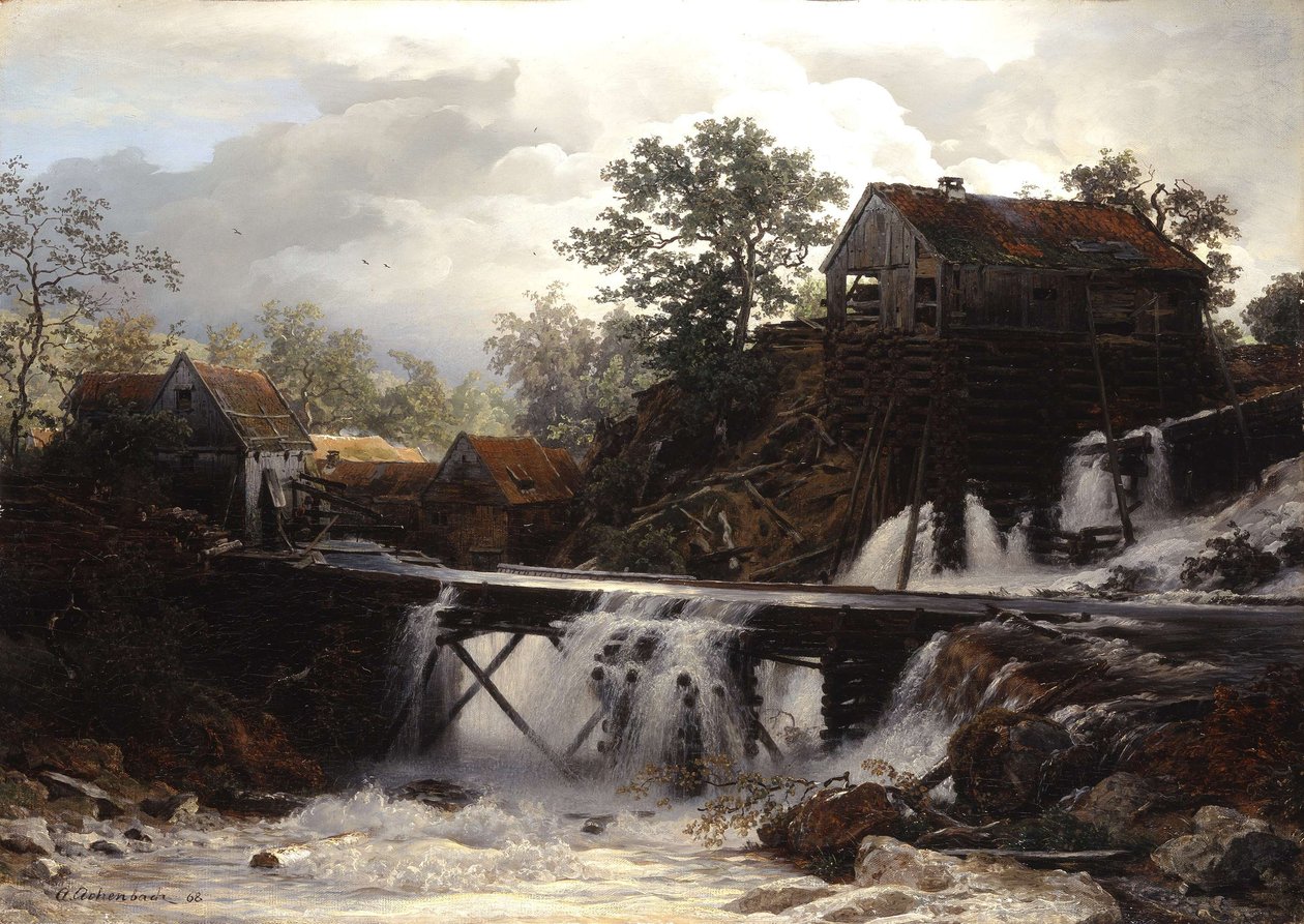 A Timbermill in Westphalia by Andreas Achenbach