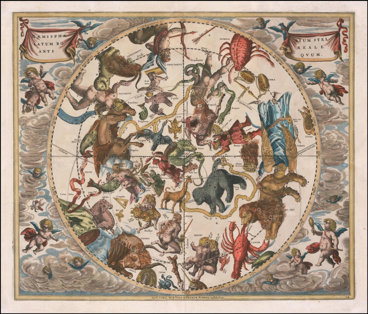 1660 Celestial Map by Andreas Cellarius
