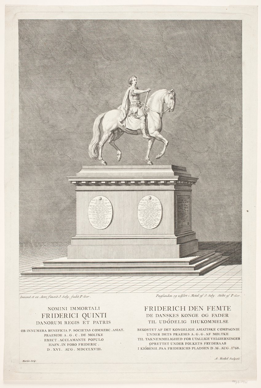 Equestrian Statue of Frederick V at Amalienborg Palace Square by Andreas Heckel